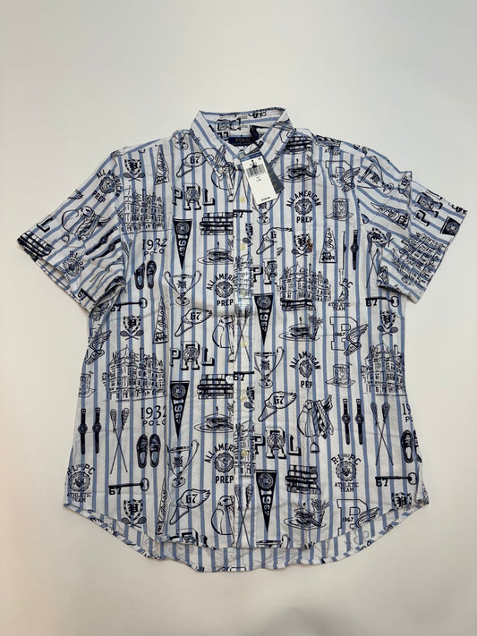 NWT Polo Ralph Lauren Classic Fit Striped Oxford Graphic Short Sleeve Shirt XL