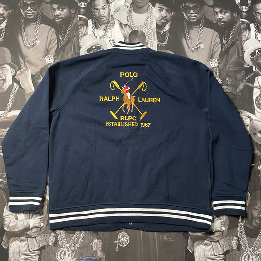 New Polo Men's XL Fleece Baseball Jacket RALPH LAUREN Classic Embroidery On Back