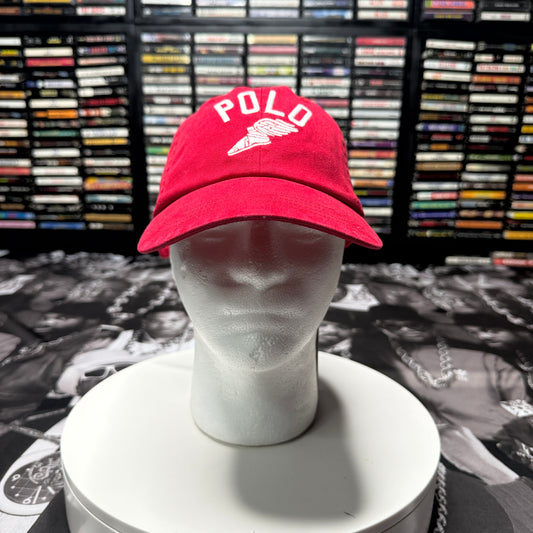 NWT Polo Ralph Lauren P-Wing Ball Cap One Size Red Cotton