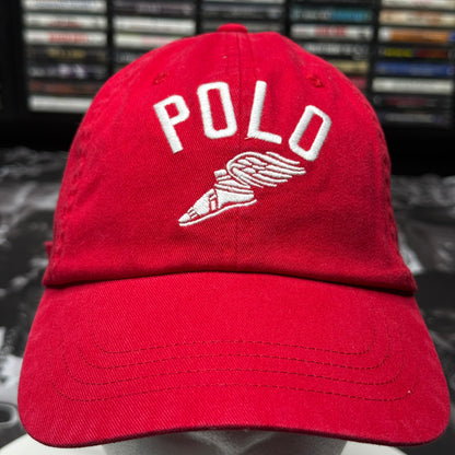 NWT Polo Ralph Lauren P-Wing Ball Cap One Size Red Cotton