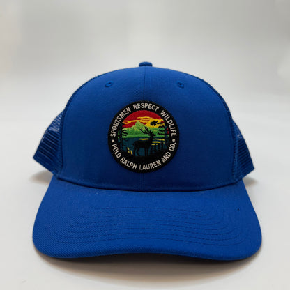 NWT Polo Ralph Lauren Sportsman Respect Wildlife Patch Trucker Hat Cap Blue