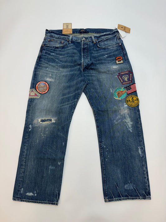 NWT Polo Ralph Lauren Vintage Classic Fit Graphic Jean Blue 35x30