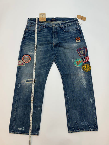 NWT Polo Ralph Lauren Vintage Classic Fit Graphic Jean Blue 35x30