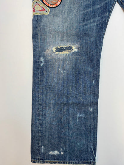 NWT Polo Ralph Lauren Vintage Classic Fit Graphic Jean Blue 35x30