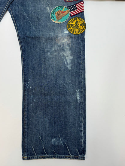 NWT Polo Ralph Lauren Vintage Classic Fit Graphic Jean Blue 35x30