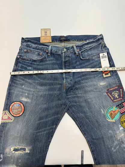 NWT Polo Ralph Lauren Vintage Classic Fit Graphic Jean Blue 35x30