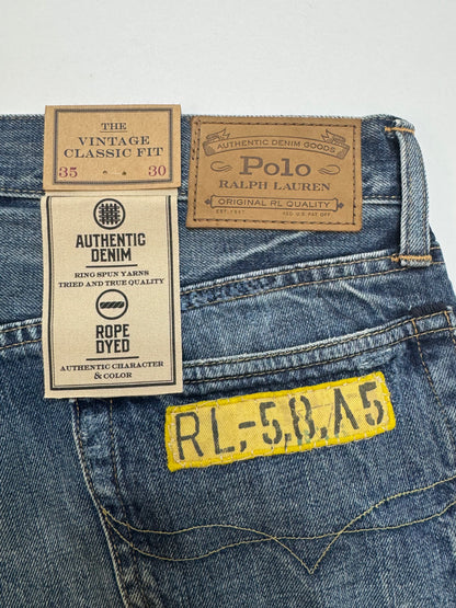 NWT Polo Ralph Lauren Vintage Classic Fit Graphic Jean Blue 35x30