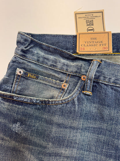 NWT Polo Ralph Lauren Vintage Classic Fit Graphic Jean Blue Size 34x30 MPN 197748141468