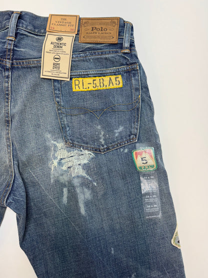 NWT Polo Ralph Lauren Vintage Classic Fit Graphic Jean Blue Size 34x30 MPN 197748141468