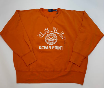 NWT Polo Ralph Lauren Vintage Fit Fleece Graphic Sweatshirt Orange 656621