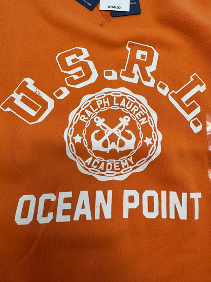 NWT Polo Ralph Lauren Vintage Fit Fleece Graphic Sweatshirt Orange 656621