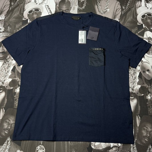 NWT Prada Milano Tab Logo Slim Fit Nylon Pocket Shoulder T-Shirt sz XXXL