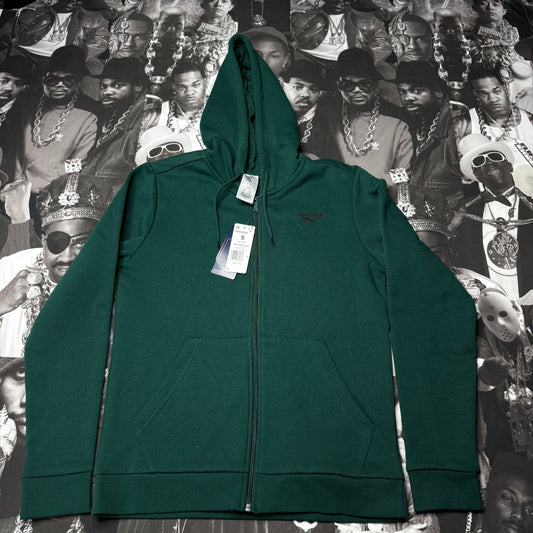 NWT Reebok Identity Small Logo FLeece Zip-UP Hoodie Green Small
