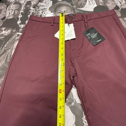 NWT THEORY Mens Zaine Neoteric Chino Pants Malbec Burgundy size 36