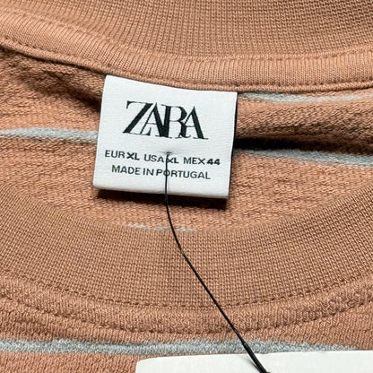 NWT Zara Striped T-Shirt Rust / Grey Size XL