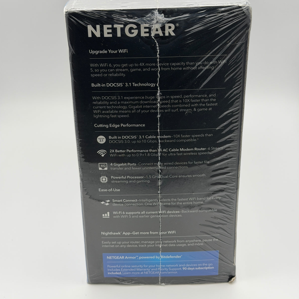 Netgear Nighthawk AX6 AX2700 WiFi 6 DOCSIS 3.1 Cable Modem Router Black NIB