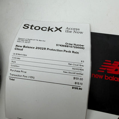 New Balance 2002R Protection Pack Rain Cloud Gray Size 8.5