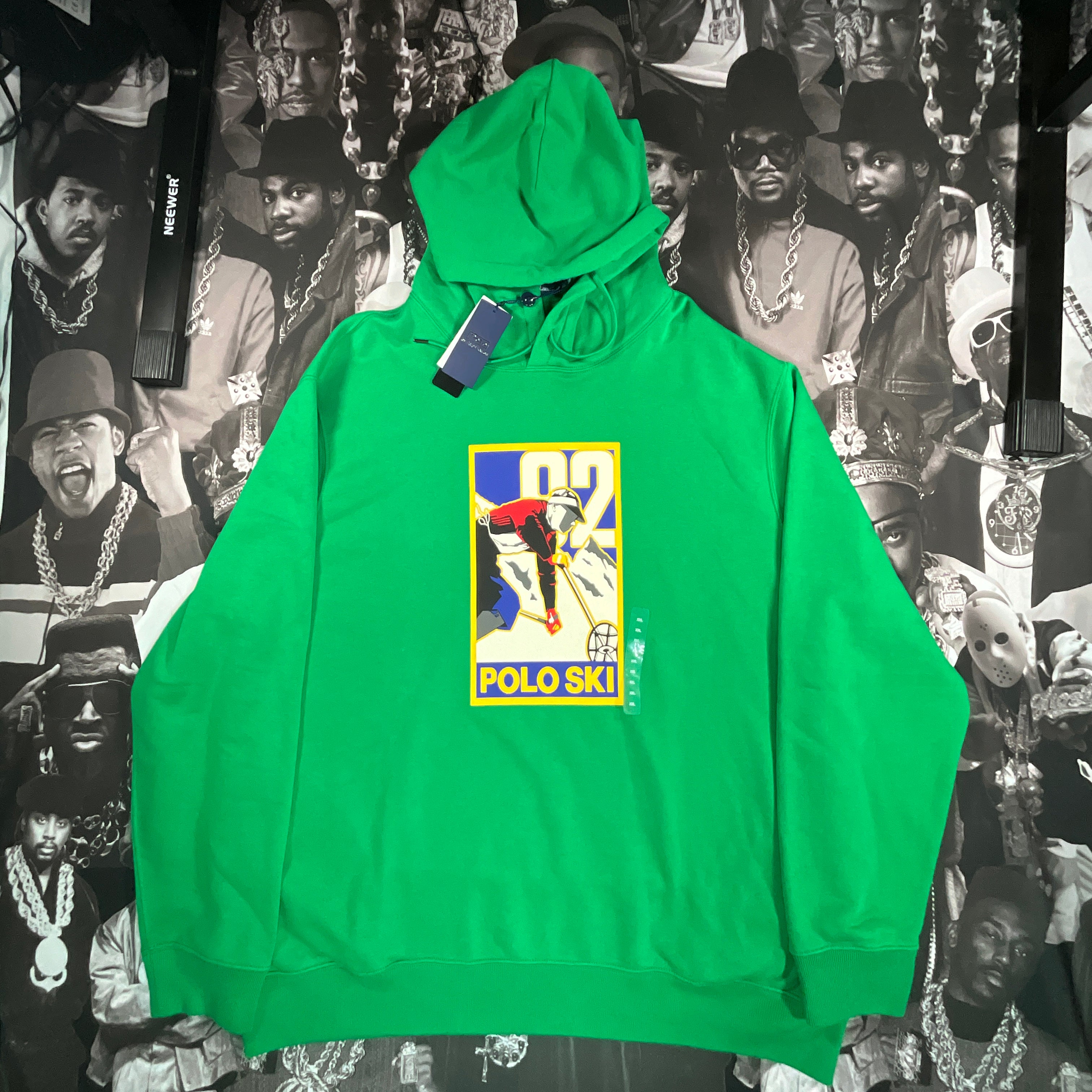 New Polo Ralph Lauren Magic Fleece Polo Ski 92 Print Hoodie Green 7108 WynwoodSocialClub