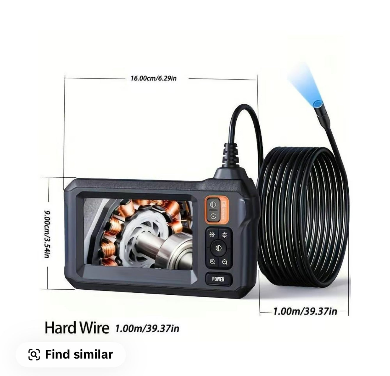 New Susumu Industrial Endoscope - Black -Car Inspection Camera, Waterproof Car Inspection Tool with LCD Screen,