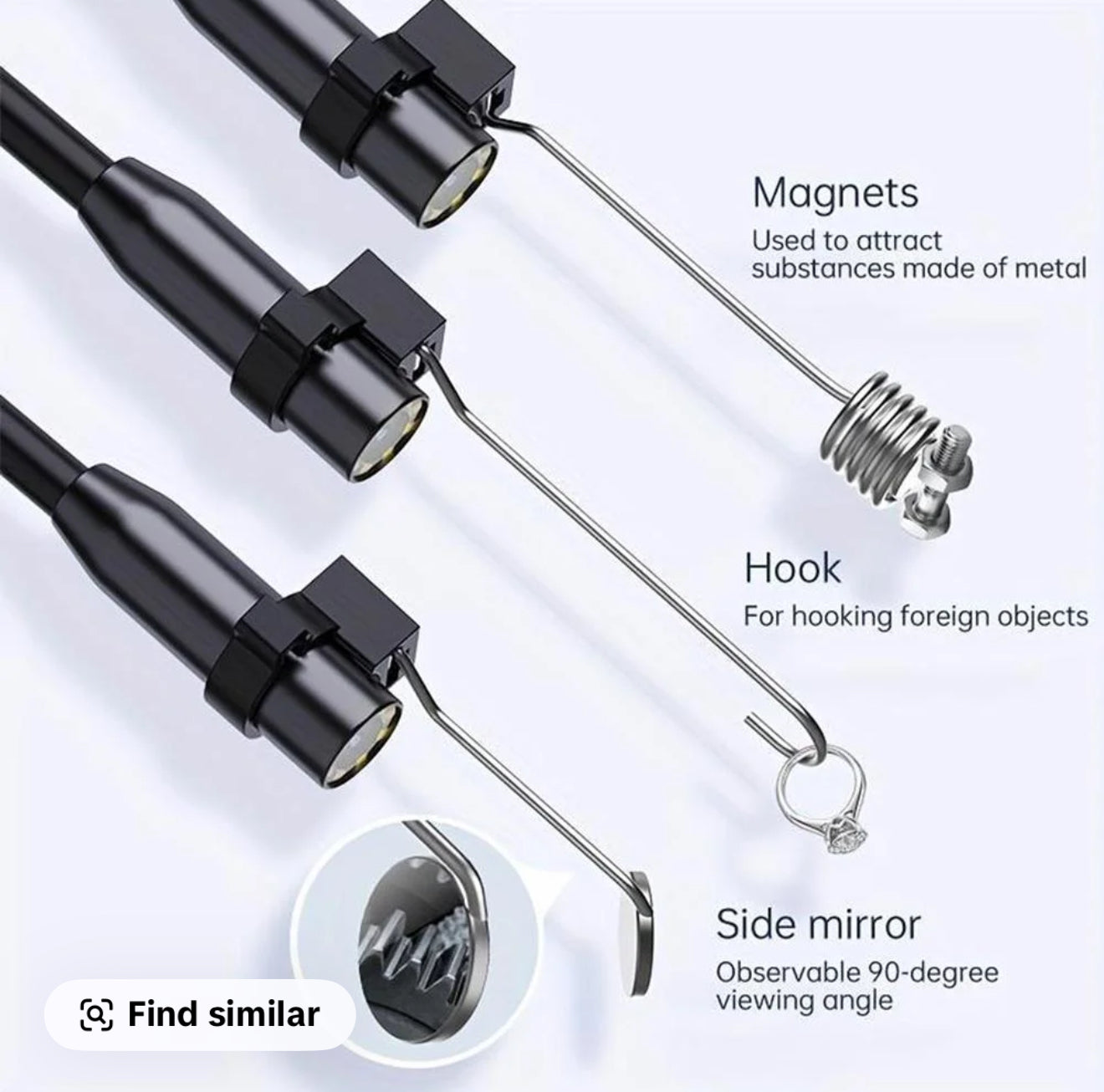 New Susumu Industrial Endoscope - Black -Car Inspection Camera, Waterproof Car Inspection Tool with LCD Screen,