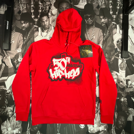 New The 50th Anniversary of Hip-Hop Hooded Sweatshirt Red Size M