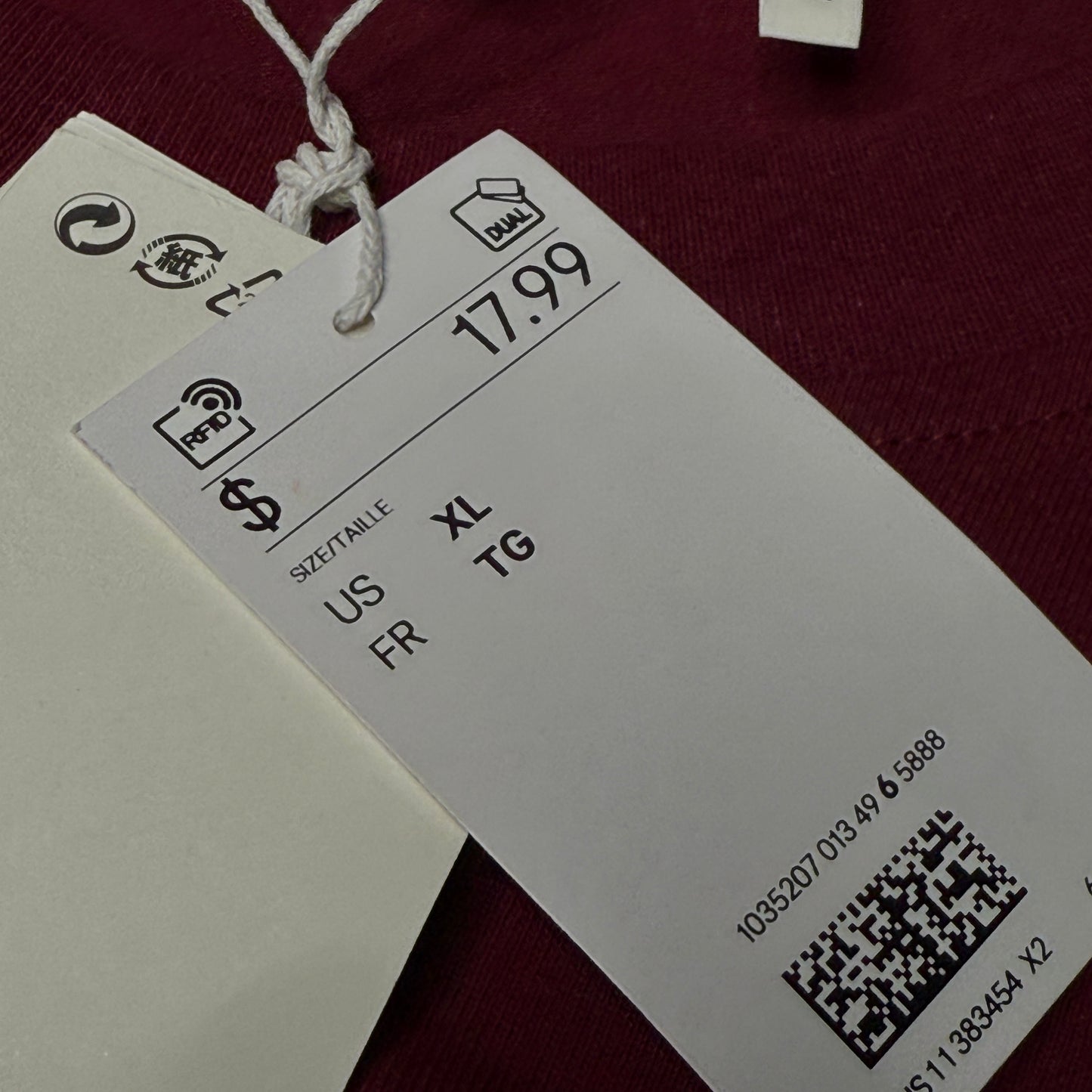 NWT H&M Heavyweight Cotton Tee Burgundy SZ XL
