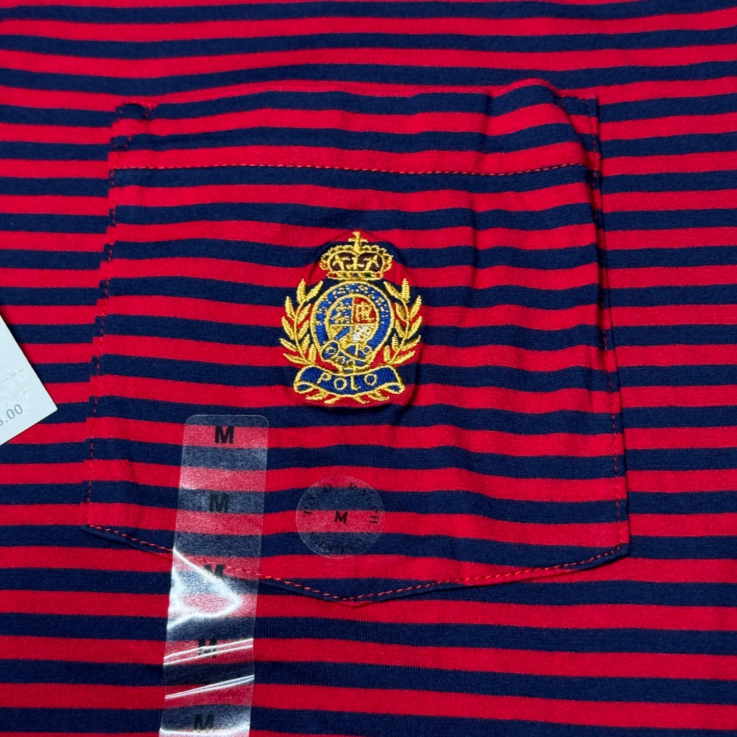 NWT Polo Ralph Lauren Striped Classic Fit Crest Polo Shirt Medium Red