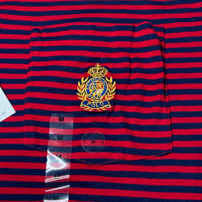 NWT Polo Ralph Lauren Striped Classic Fit Crest Polo Shirt Medium Red