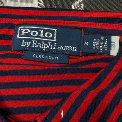 NWT Polo Ralph Lauren Striped Classic Fit Crest Polo Shirt Medium Red