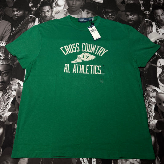 NWT Polo Ralph Lauren "P-Wing" RL Athletics Cross Country Crewneck T-Shirt Primary Green