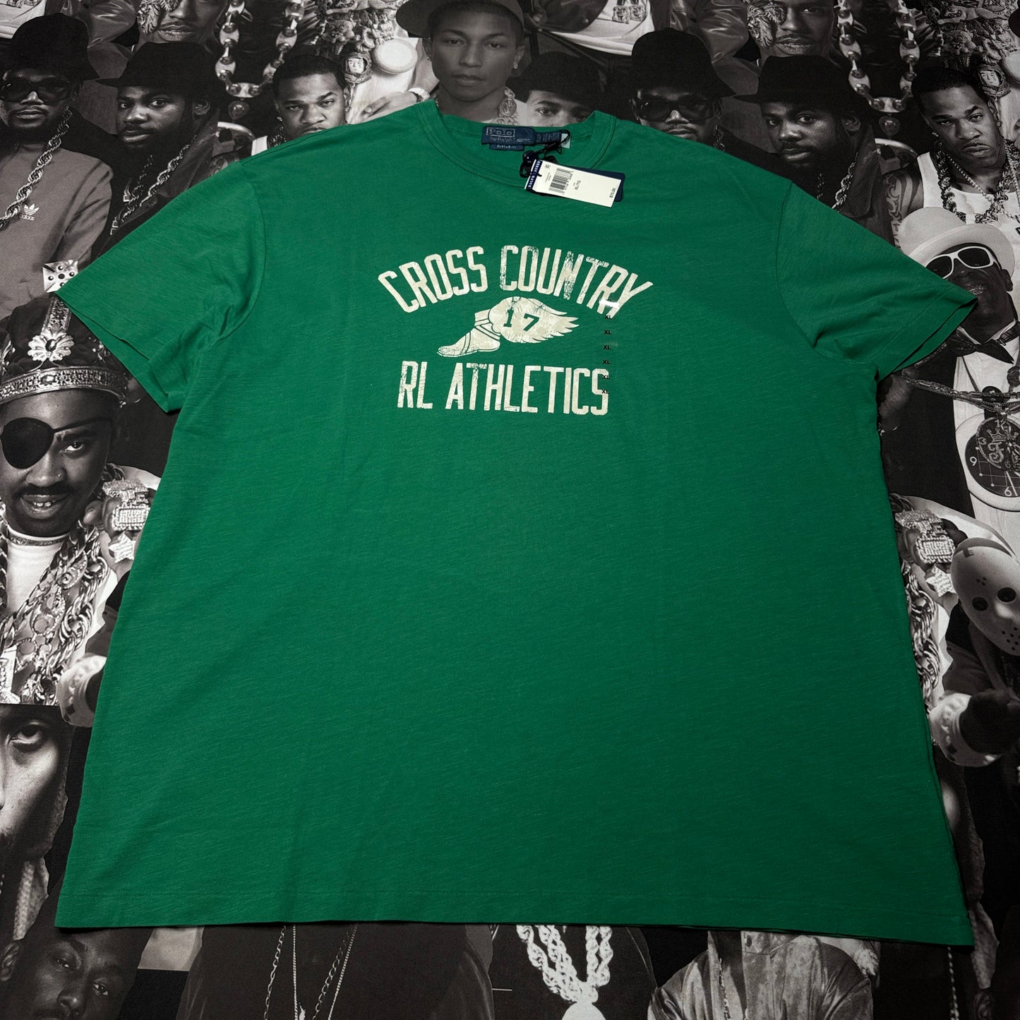 NWT Polo Ralph Lauren "P-Wing" RL Athletics Cross Country Crewneck T-Shirt Primary Green
