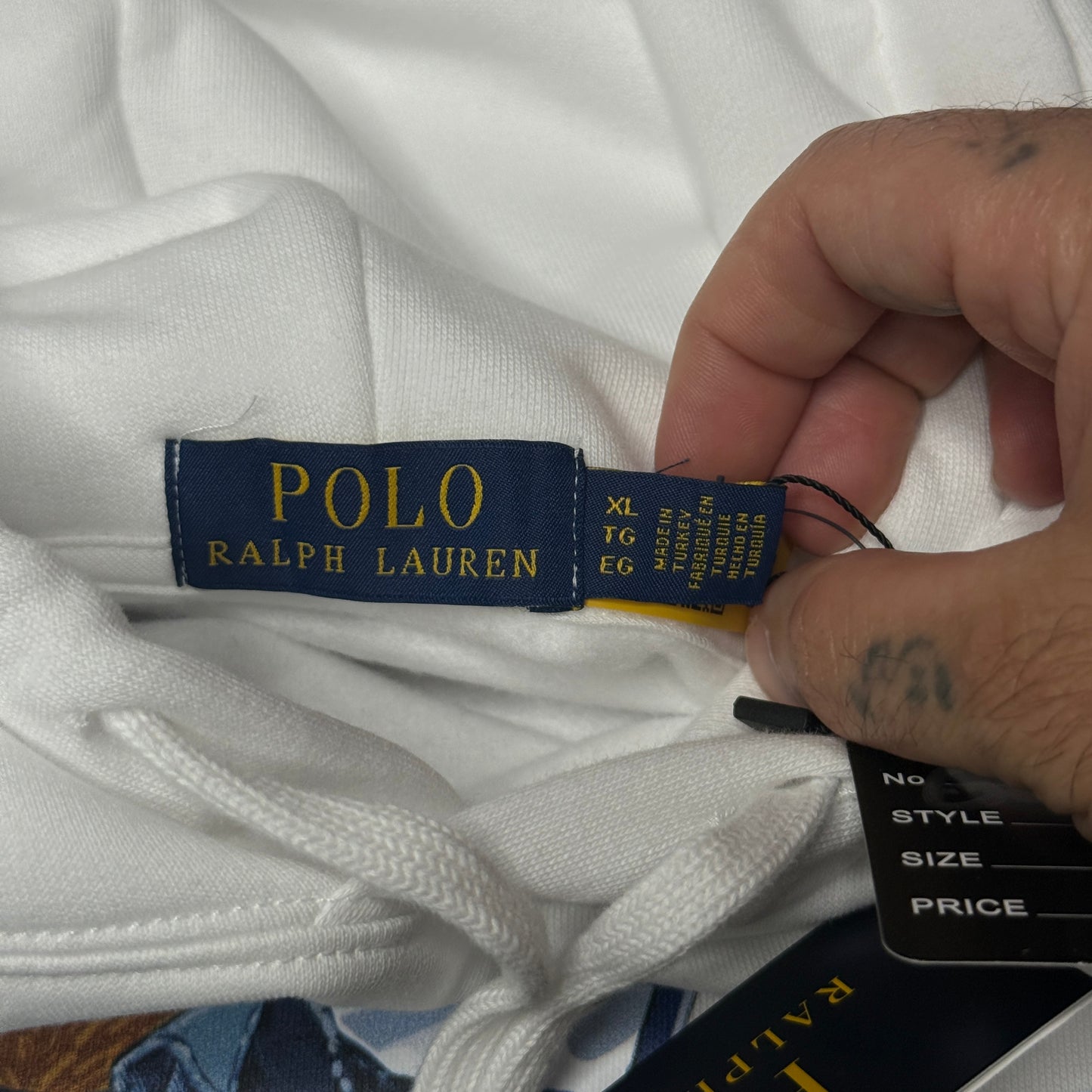 NWT Polo Ralph Lauren White Polo Aviator Jeep Bear Fleece Hoodie Sweatshirt XL