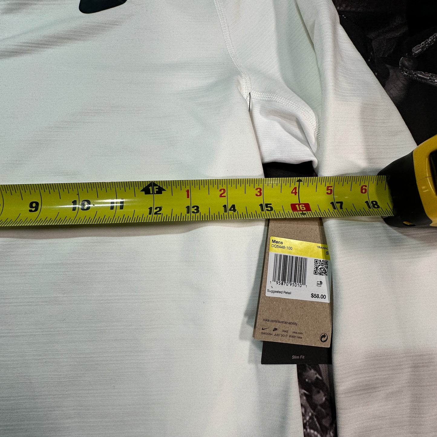 NEW Nike Pro Dri-Fit Long Sleeve Crewneck White/Black DQ5448-100 Sz Small