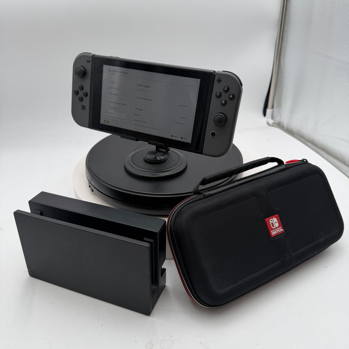 Nintendo Switch HAC-001-01 2019 Black Console with Case & Dock