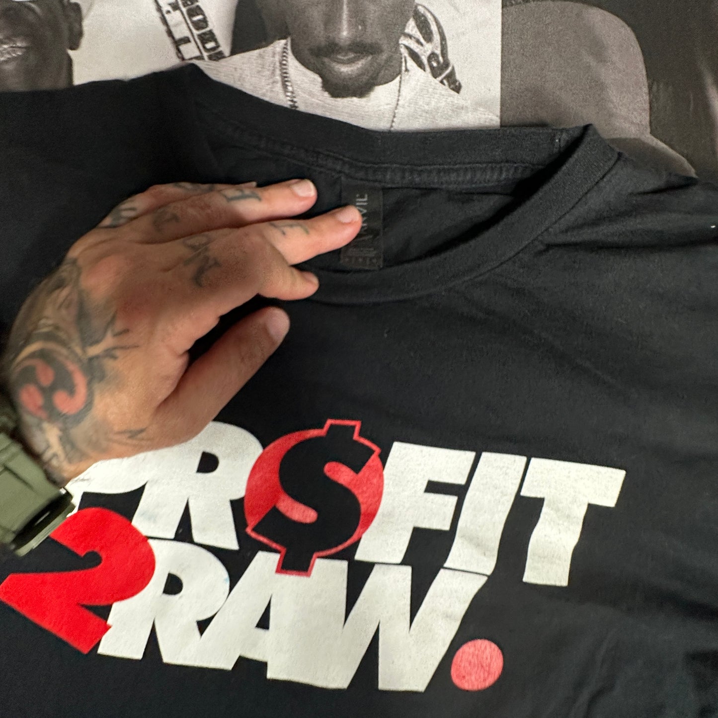 PR$FIT 2RAW Promo Rap Tee Size L Black