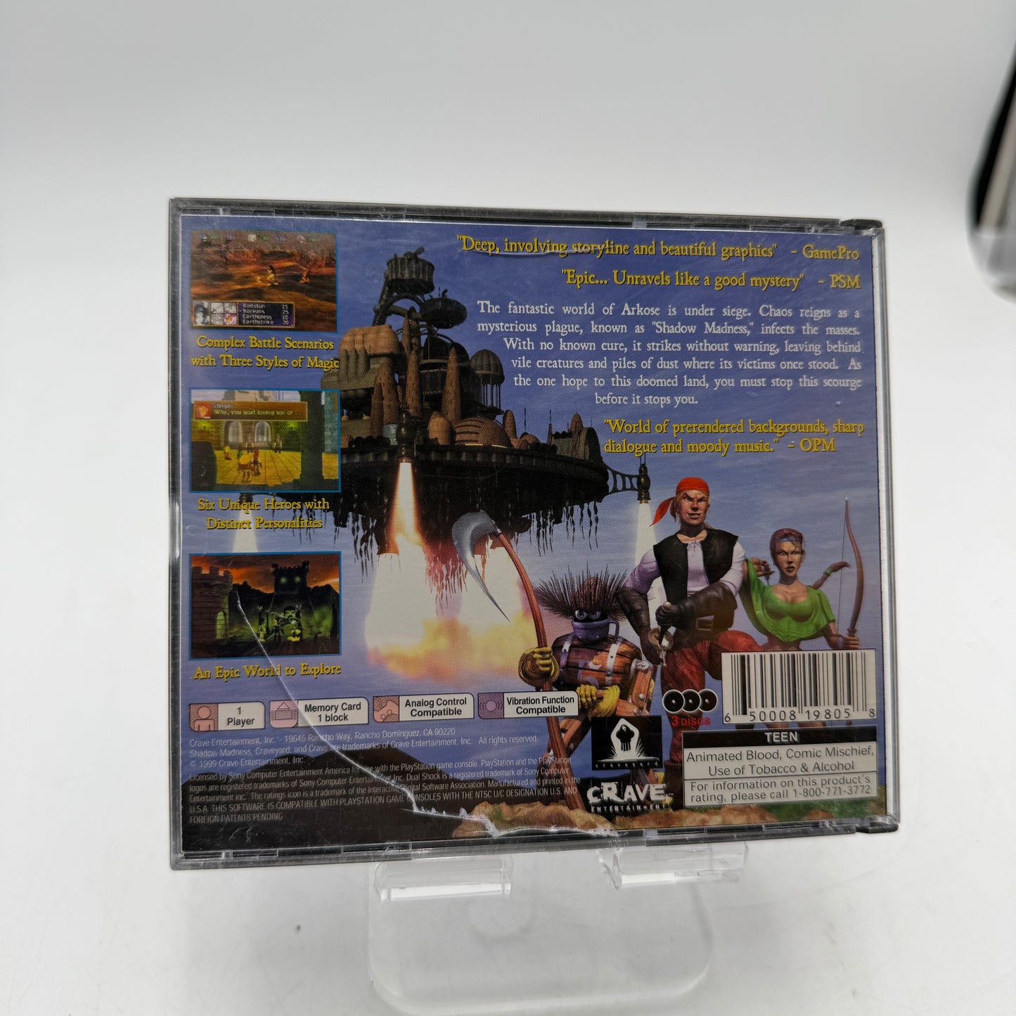 PS1 PlayStation Shadow Madness Video Game Complete with Case, Manual and Inserts