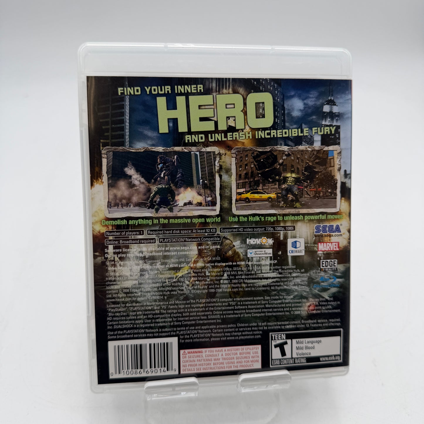 PS3 The Incredible Hulk PlayStation 3 Video Game Complete CIB Tested