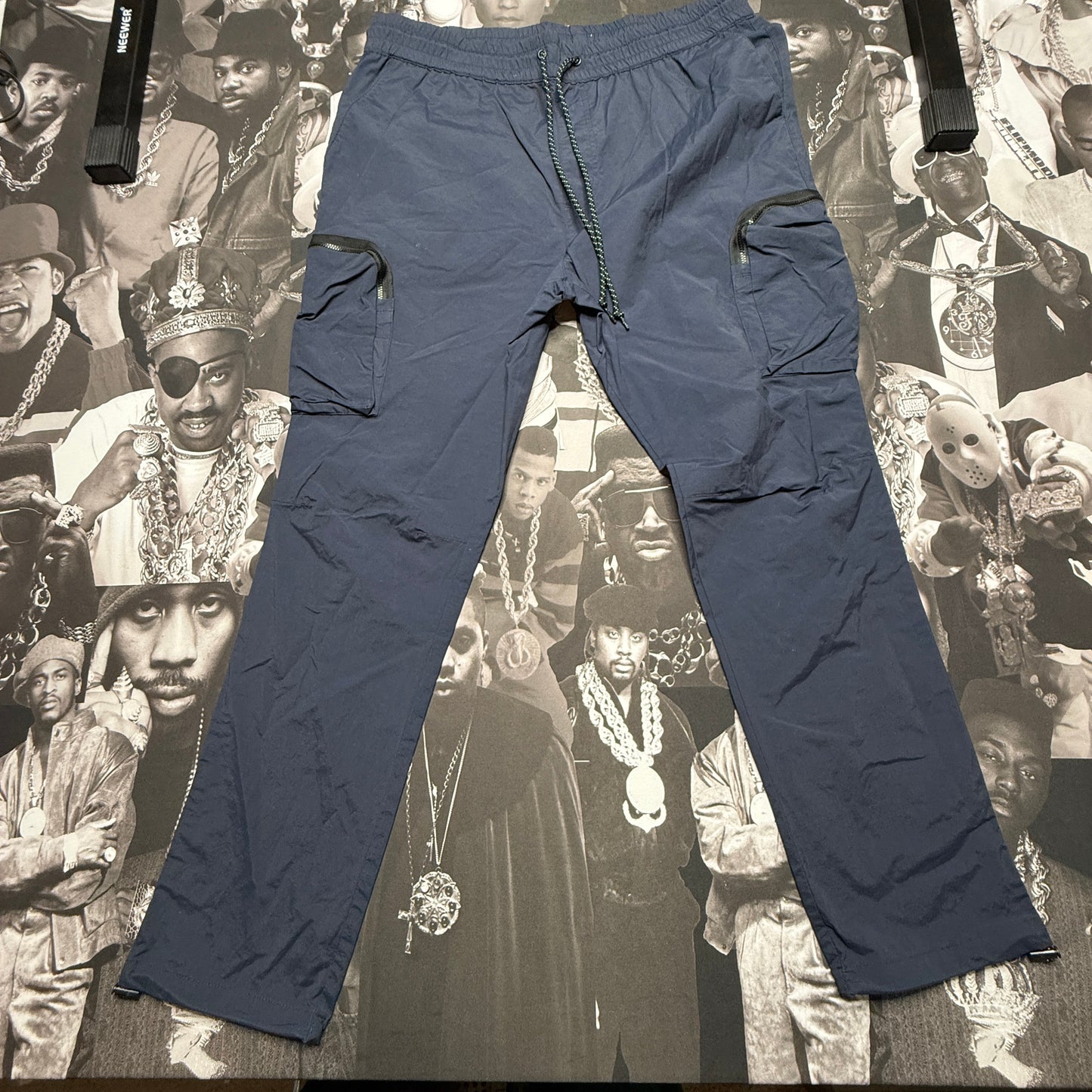 Pacsun Nylon Drawsting Cargo Pants Navy Blue sz XL