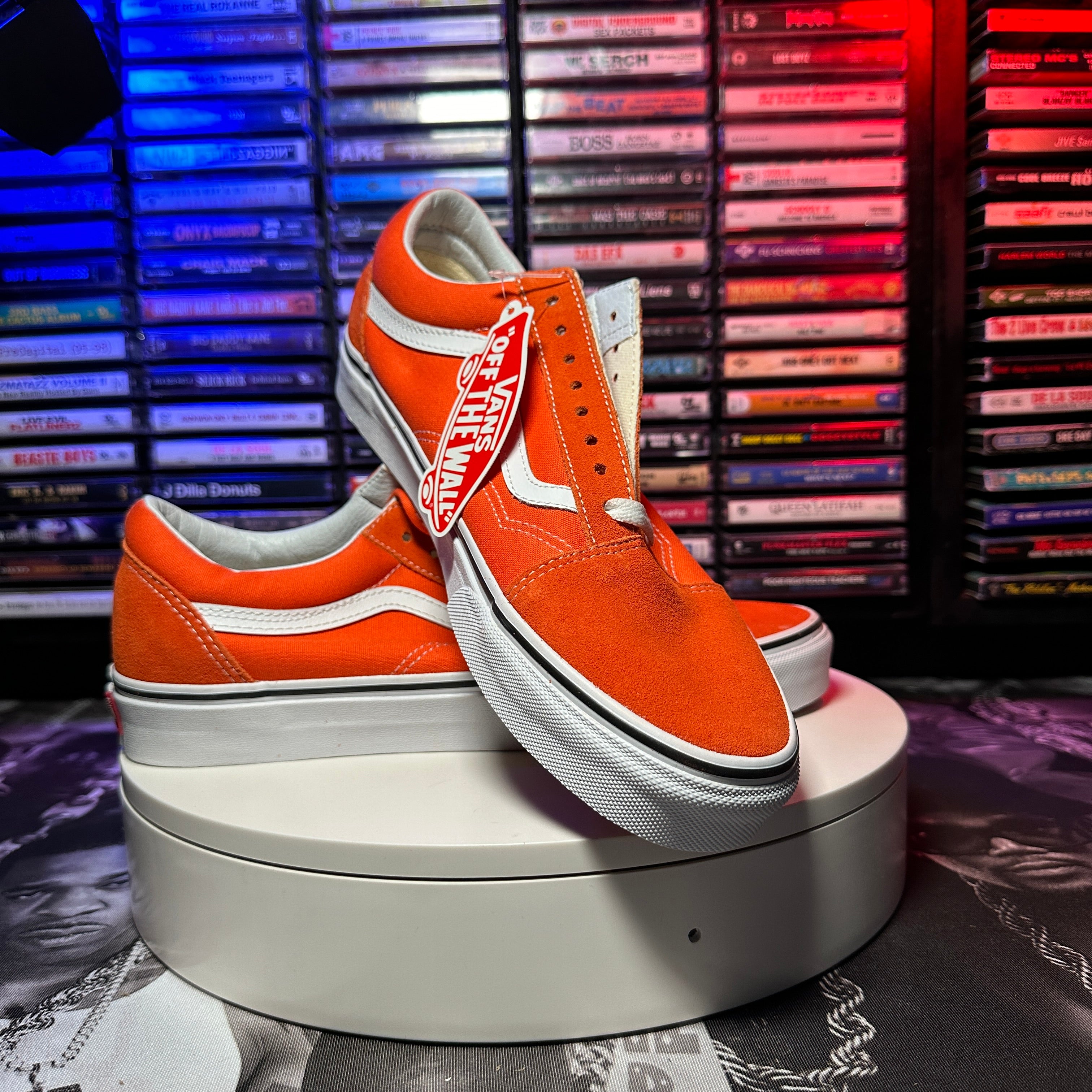 New Vans Old Skool Flame Mens Orange Suede Lace Up Lifestyle Shoes M WynwoodSocialClub