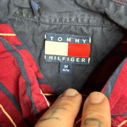 Vintage 90s Tommy Hilfiger Vertical Striped SS Button Down Shirt Medium