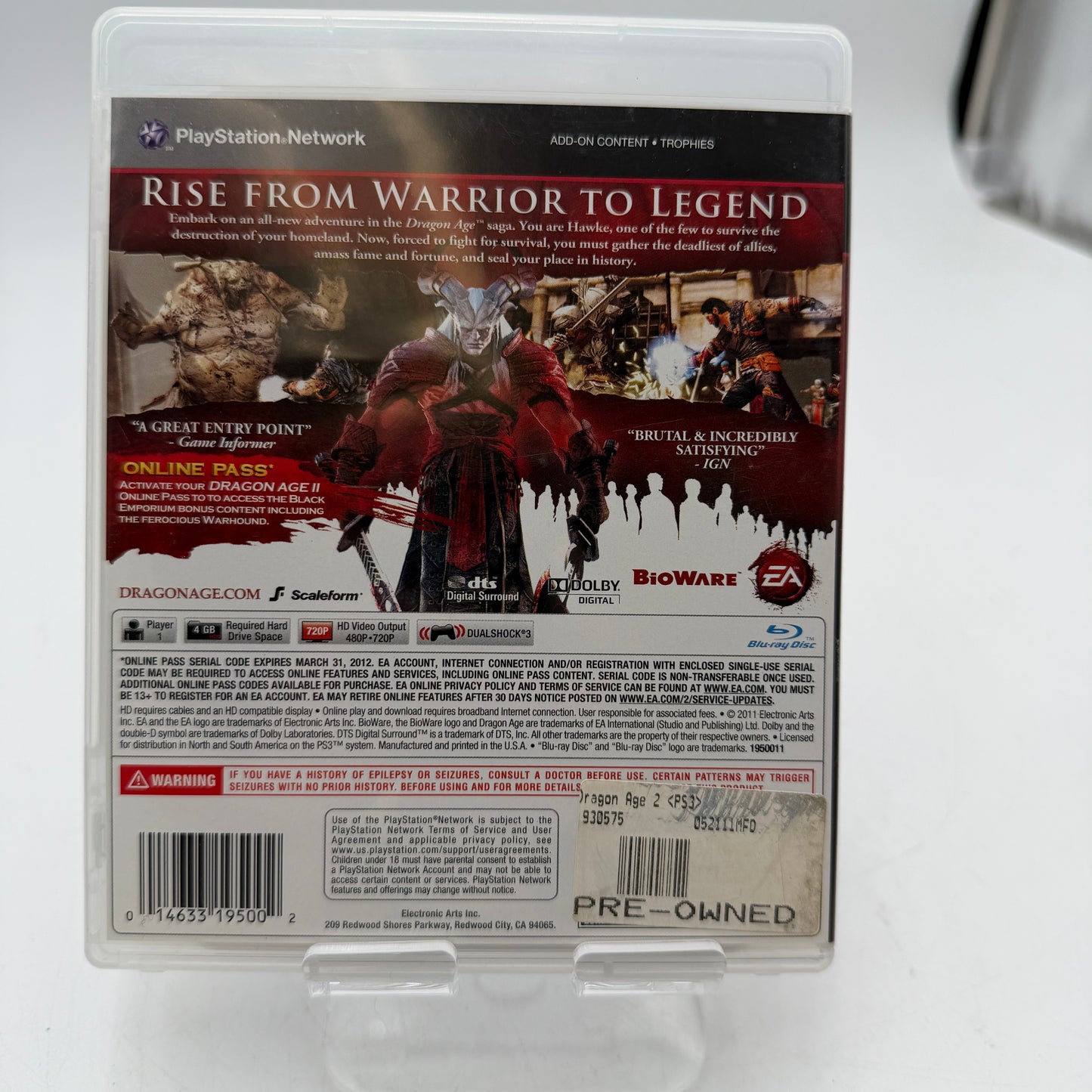 PlayStation 3 Dragon Age II Video Game Complete with Case, Manual & Inserts PS3