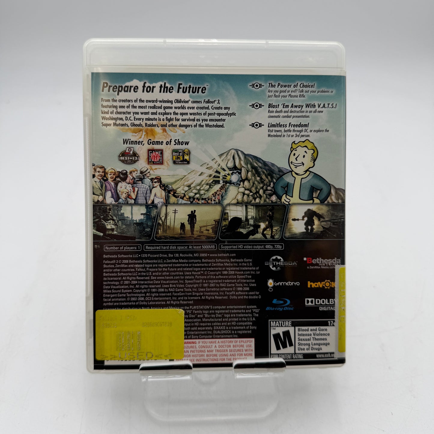 Playstation 3 Fallout 3 Video Game Complete with Case, Manual & Inserts
