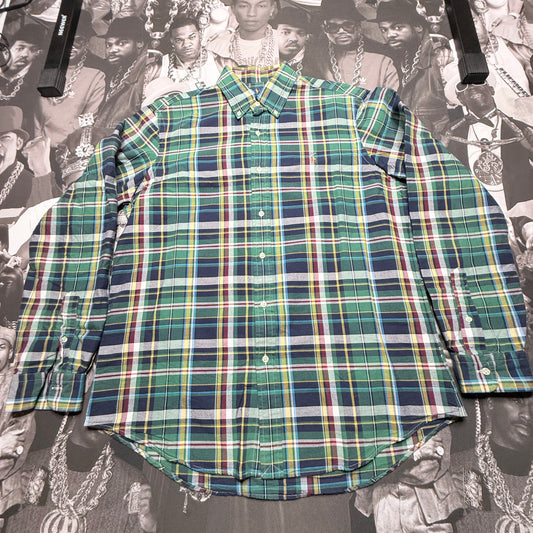 Polo Ralph Lauren Classic Fit Plaid Oxford Shirt Celtic Green/Sun Multi Size Large