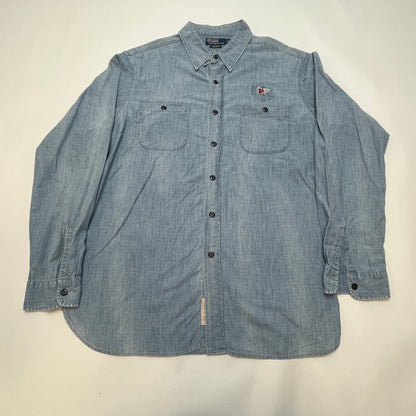 Vintage Polo Ralph Lauren RLYC Yacht Club Flag Men's Denim Chambray Shirt XL