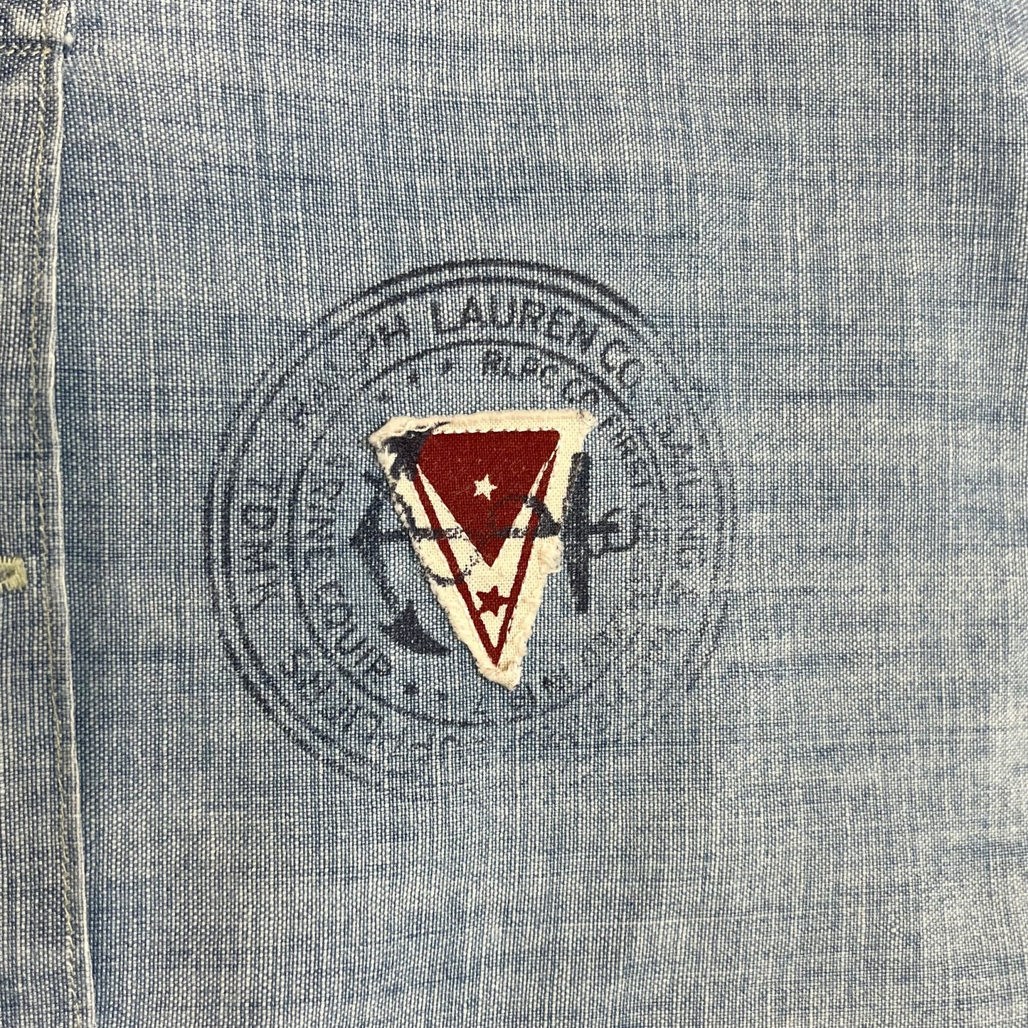 Vintage Polo Ralph Lauren RLYC Yacht Club Flag Men's Denim Chambray Shirt XL