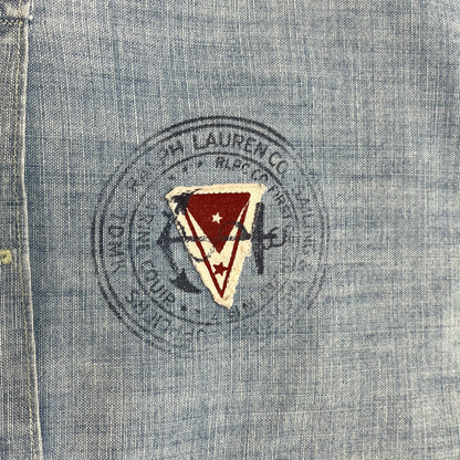 Vintage Polo Ralph Lauren RLYC Yacht Club Flag Men's Denim Chambray Shirt XL