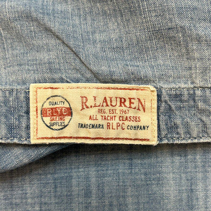 Vintage Polo Ralph Lauren RLYC Yacht Club Flag Men's Denim Chambray Shirt XL