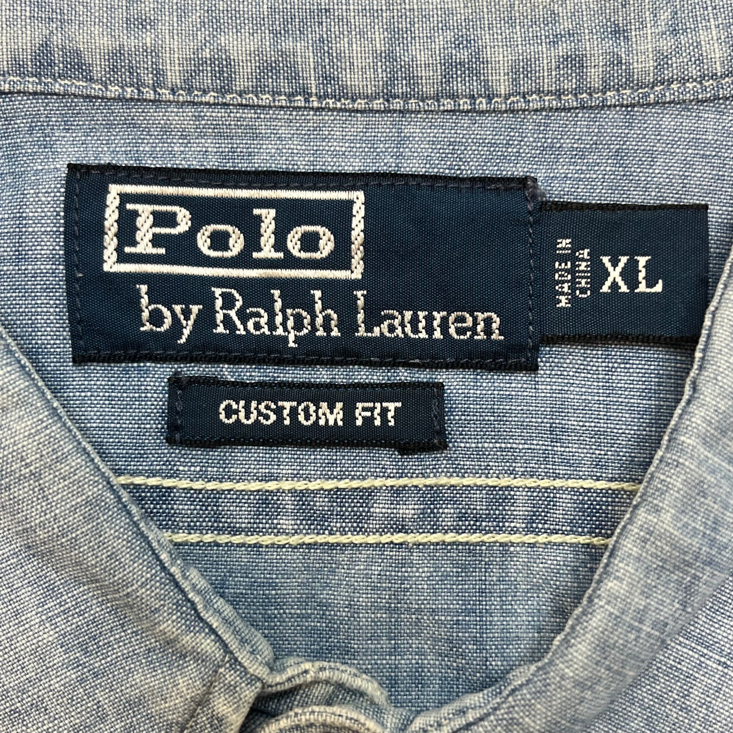 Vintage Polo Ralph Lauren RLYC Yacht Club Flag Men's Denim Chambray Shirt XL