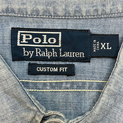 Vintage Polo Ralph Lauren RLYC Yacht Club Flag Men's Denim Chambray Shirt XL