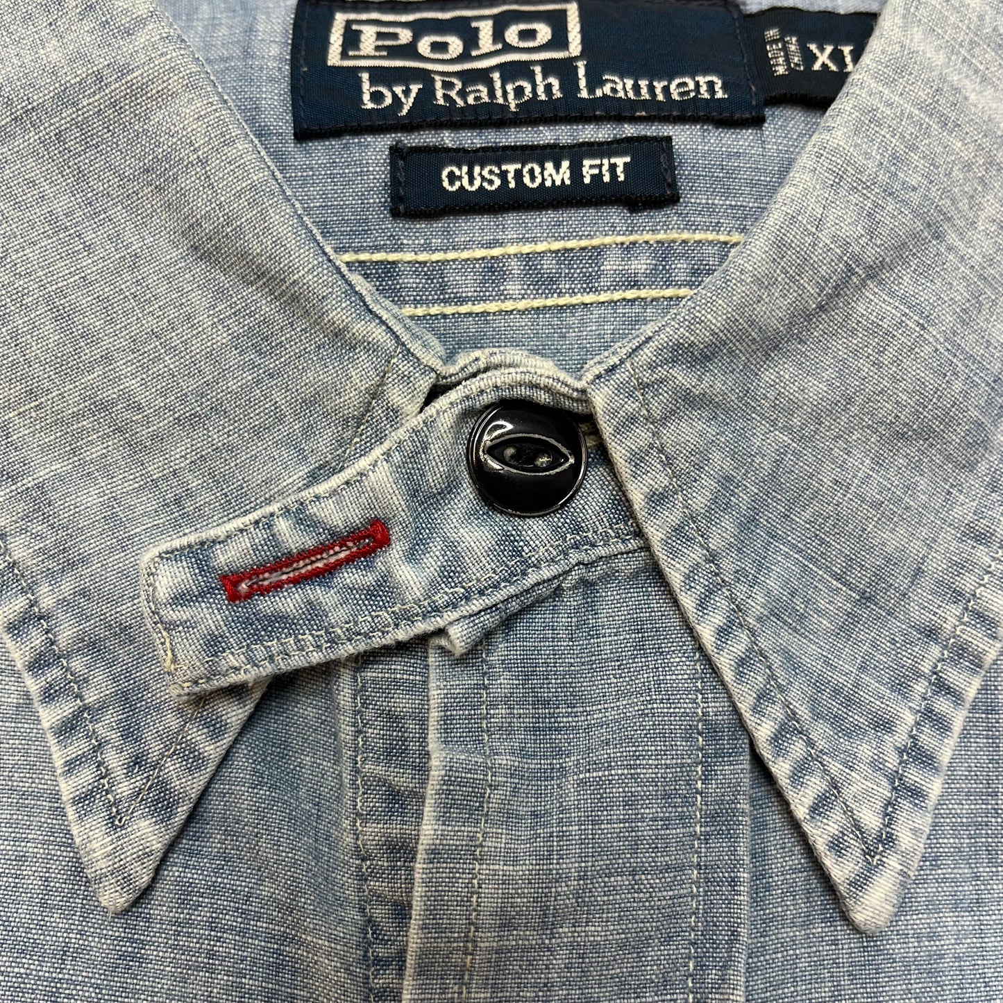 Vintage Polo Ralph Lauren RLYC Yacht Club Flag Men's Denim Chambray Shirt XL